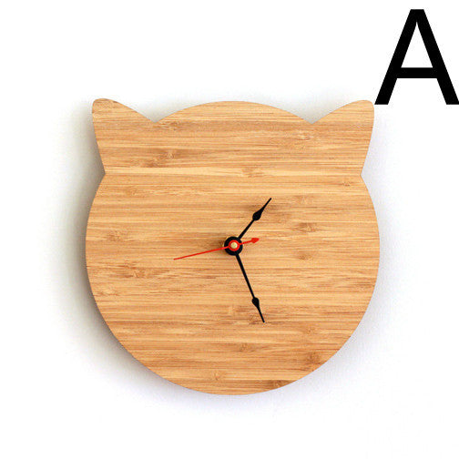 Bamboo Wood Cat Wall Clock