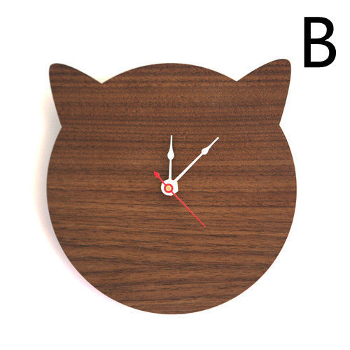 Bamboo Wood Cat Wall Clock